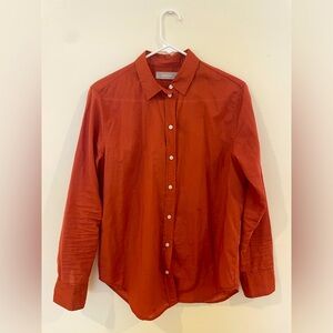 Everlane orange cotton button-up shirt size 2